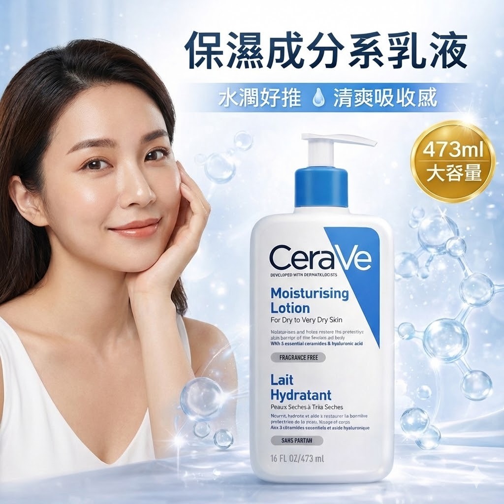 CeraVe 適樂膚 長效清爽保濕乳 473ml 三重神經醯胺玻尿酸 無香精 無酒精 身體乳 乾肌敏感肌適用 全身保濕