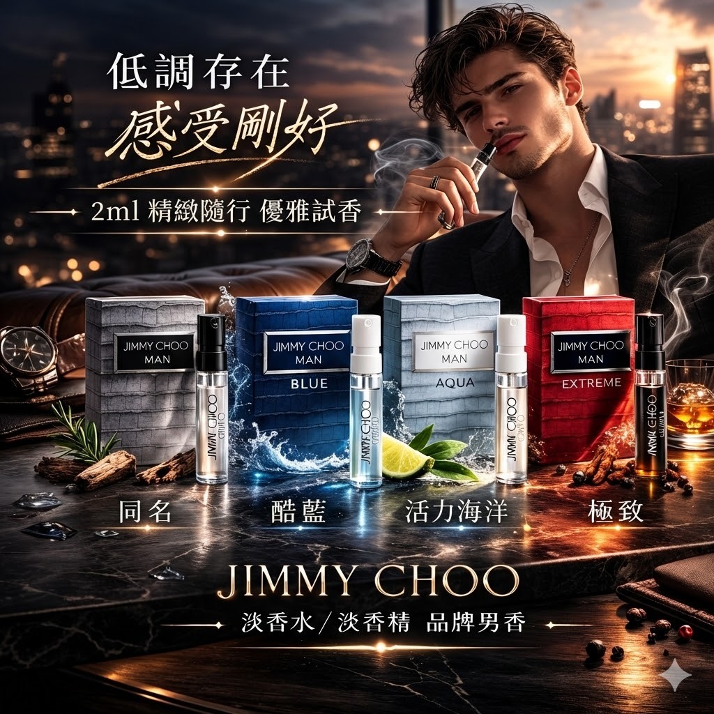 Jimmy Choo 男士香水試管小樣 2ml （/酷藍/活力海洋/極致）
