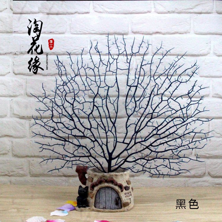 台灣現貨【仿真珊瑚枝】49x42cm花藝造景擺飾插花拍攝櫥窗陳列婚禮佈置客廳玄關桌面花店裝飾白咖綠紅四色 花藝材料