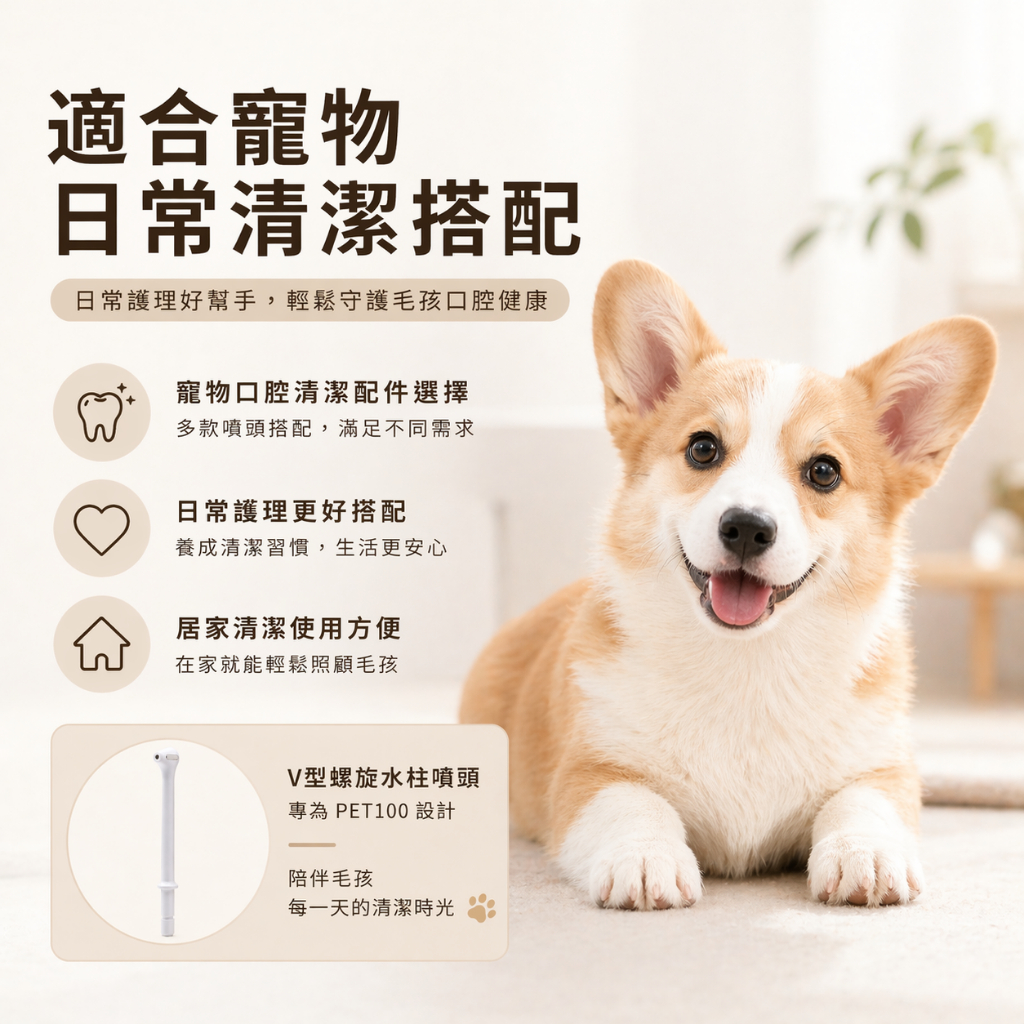 PORClean PET100 V型螺旋水柱噴頭 寵物沖牙機專用 配件 多水柱設計 口腔清潔用品