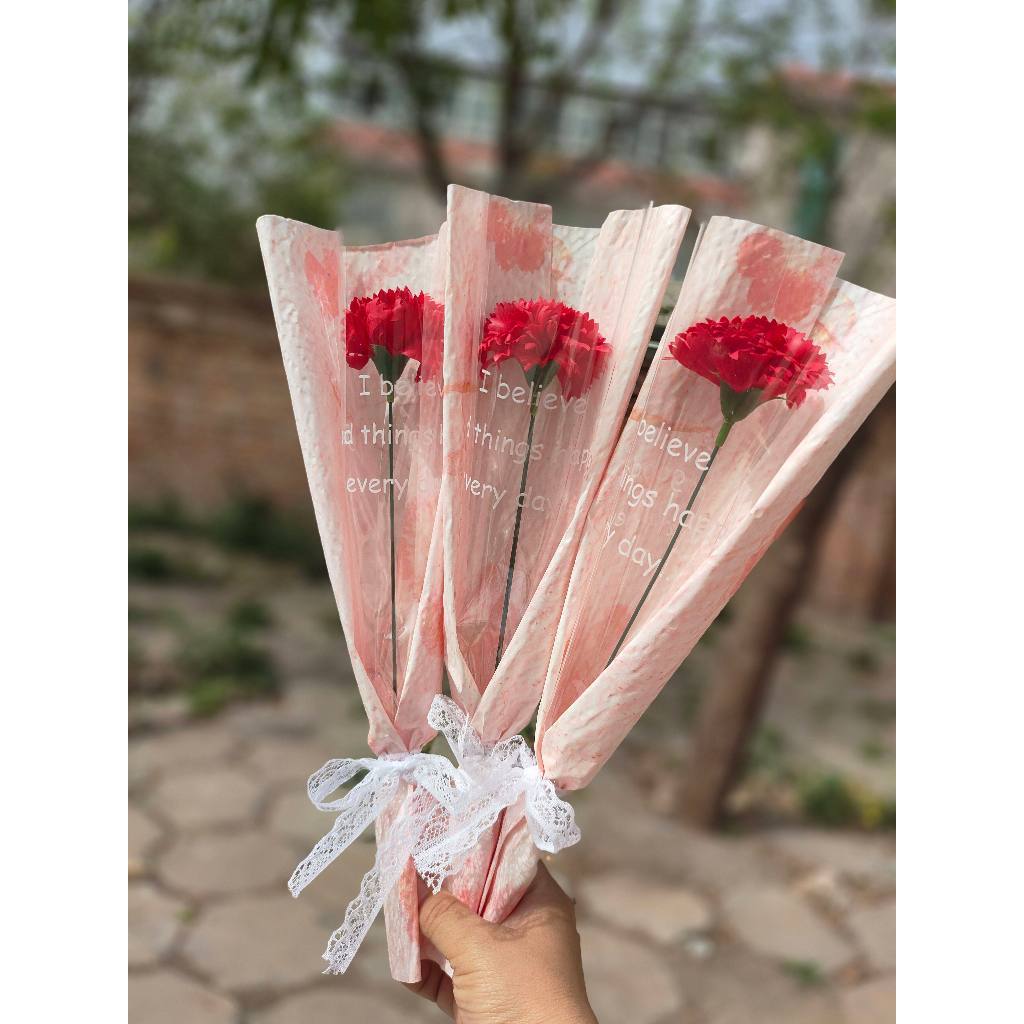 台灣現貨【康乃馨花束】30cm粉色紅色康乃馨花套花束 母親節花束 生日禮物 感謝花禮 小花束 溫柔心意