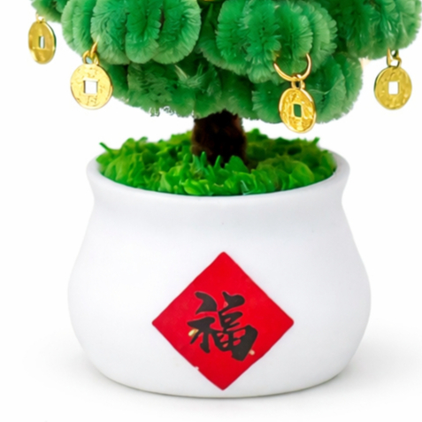 台灣現貨【發財樹擺飾】10cm毛根發財樹盆栽桌面小盆景 新年佈置 居家玄關櫃台裝飾 開幕送禮 生日小禮 招財氛圍擺件 玄