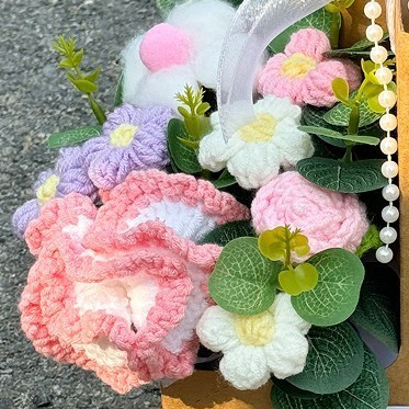 台灣現貨【針織康乃馨手提盒】23*17cm母親節花束 生日禮物質感花禮盒 感謝祝福 送媽媽小花禮