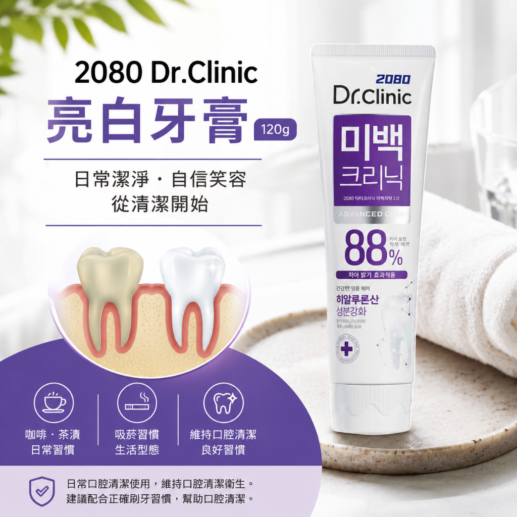 韓國 2080 Dr.Clinic 亮白診所牙膏 120g