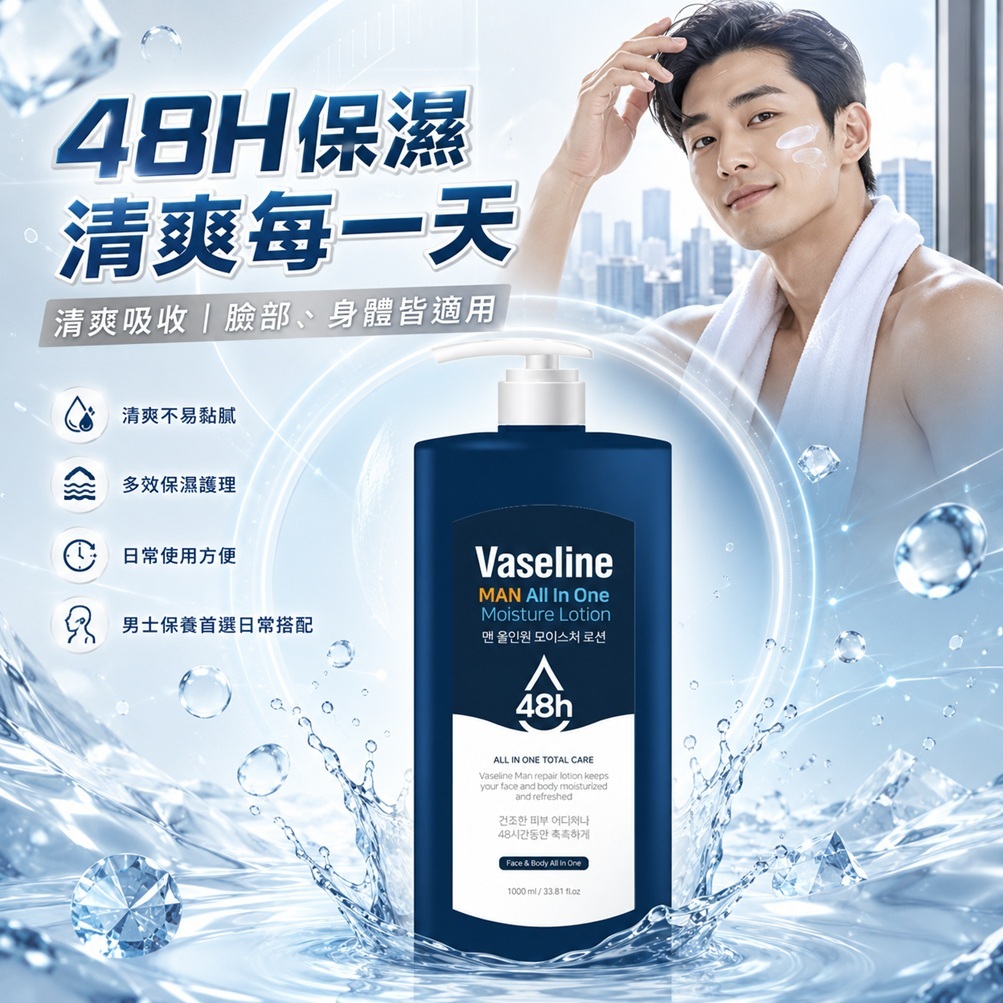 韓國 C2Y 凡士林 48h 男士保濕乳液 多效合一1L