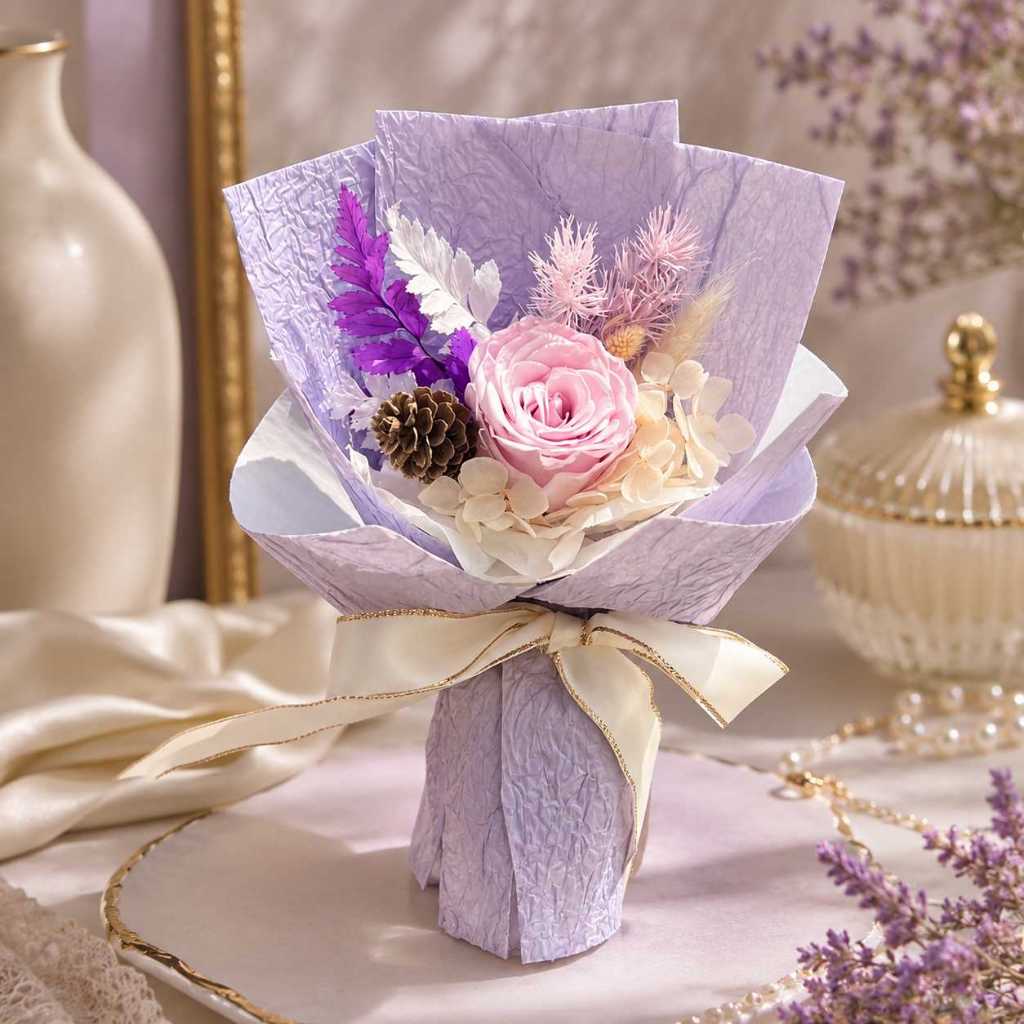 台灣現貨【25cm永生玫瑰花束】25cm永生玫瑰花束, 永生花束, 玫瑰花束, 復古紅玫瑰, 紫色玫瑰花束, 粉色玫瑰花