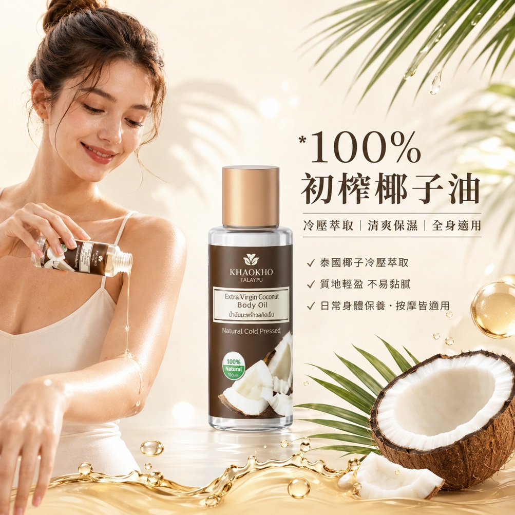 泰國 KHAOKHO TALAYPU 初榨椰子身體油 100ml