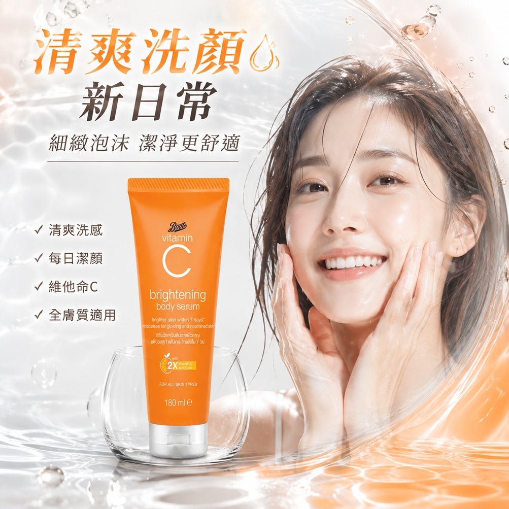泰國 Boots 藥妝店人氣洗面乳(亮白潔顏乳 /亮白泡泡洗面乳)100ml