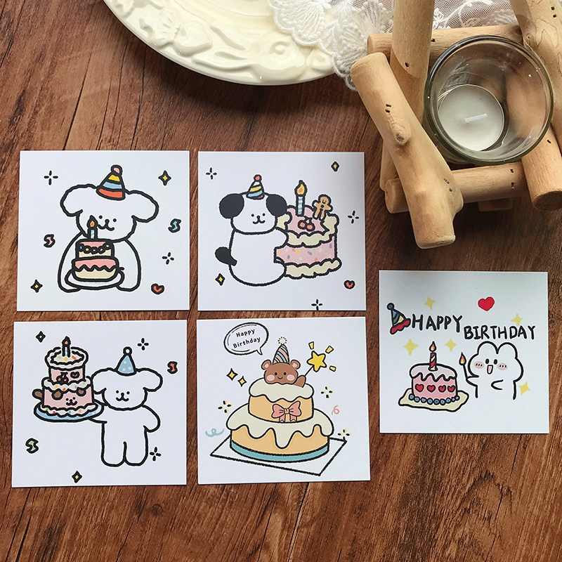 9cm可愛慶祝生日卡片（５款各１）