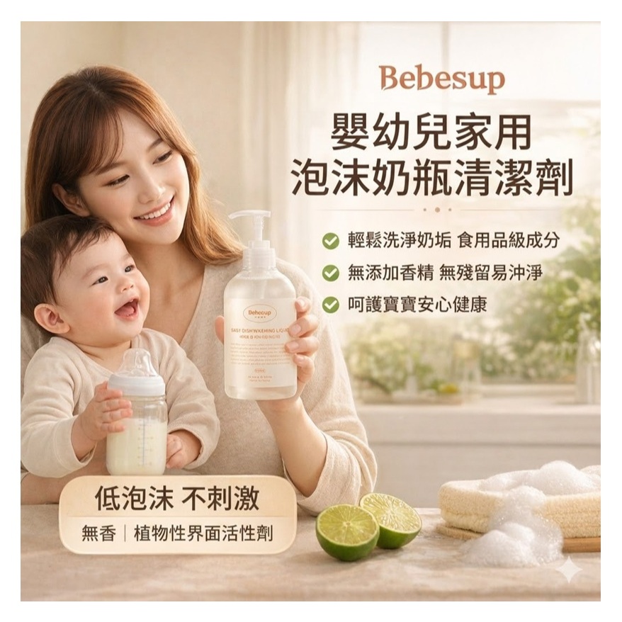 Bebesup 嬰幼兒家用泡沫奶瓶清潔劑 無香(500ml)