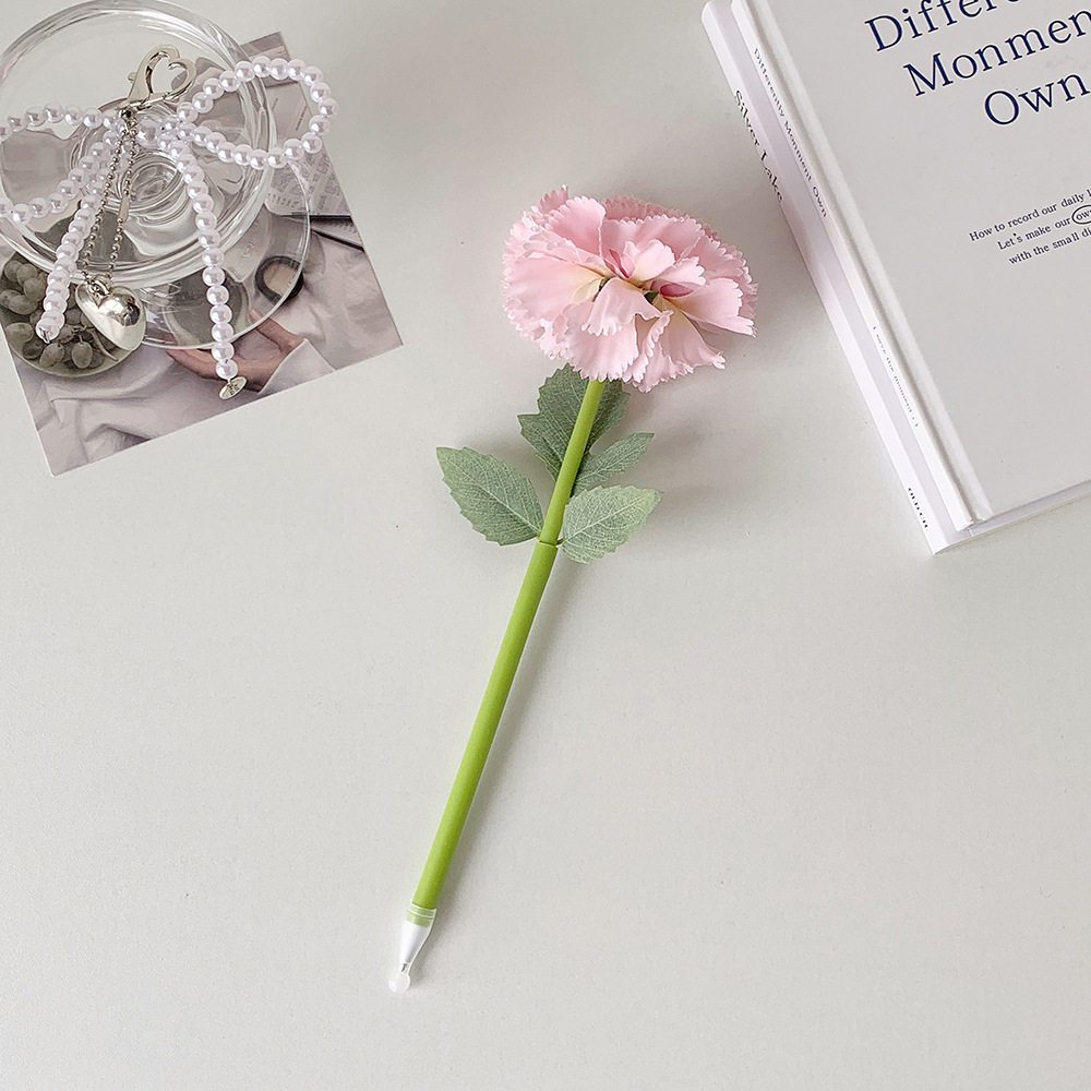 台灣現貨【康乃馨原子筆】25cm母親節生日送禮花禮實用小物 感謝祝福簽字筆 桌面擺飾 白粉玫紅大紅四色可選