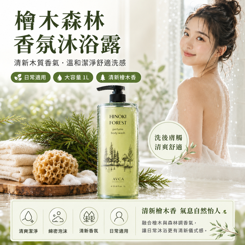 AVCA 檜木森林香氛沐浴露 1L