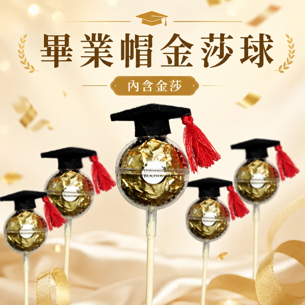 台灣現貨【畢業帽金莎球】含金莎花束搭配配件 畢業季送禮祝福小物 可備註指定花束位置 拍照加分 畢業花束 畢業配件