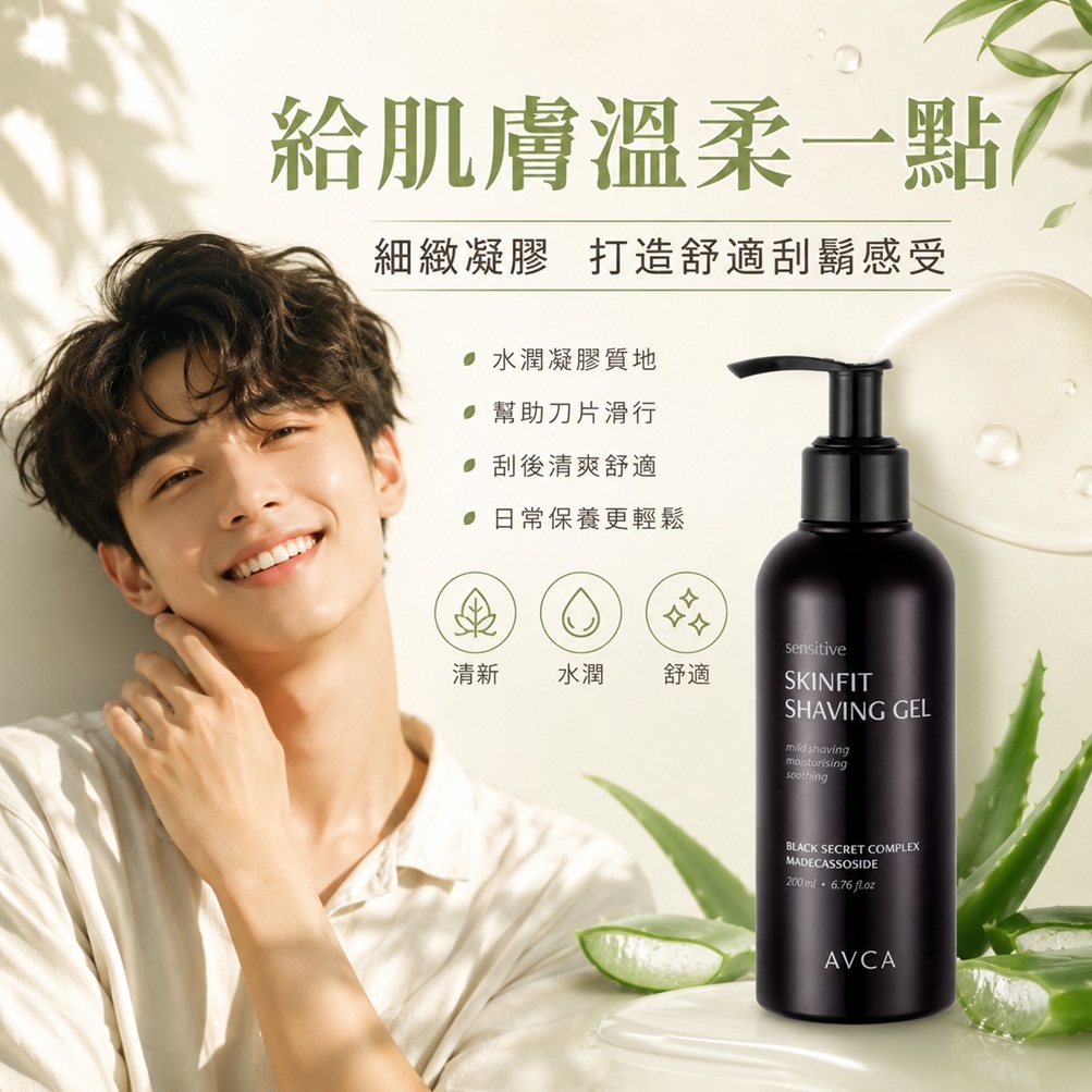 AVCA 男士敏感肌刮鬍凝膠 200ml