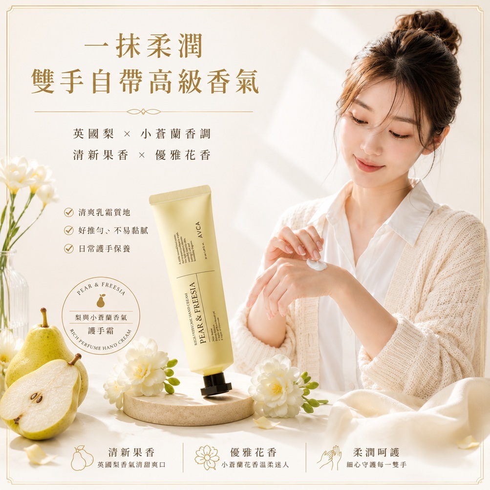 韓國 AVCA Rich 香氛護手霜 梨與小蒼蘭 50ml