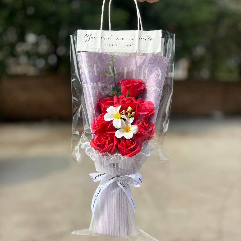 25cm閨蜜香皂玫瑰花束(紅色),純花束（無提袋／無燈串）