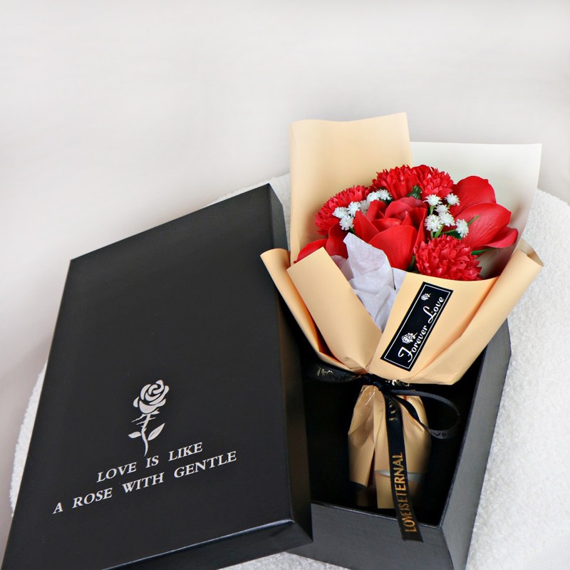 20cm6朵玫瑰花束（大紅）,純花束（無禮盒提袋／無燈串）