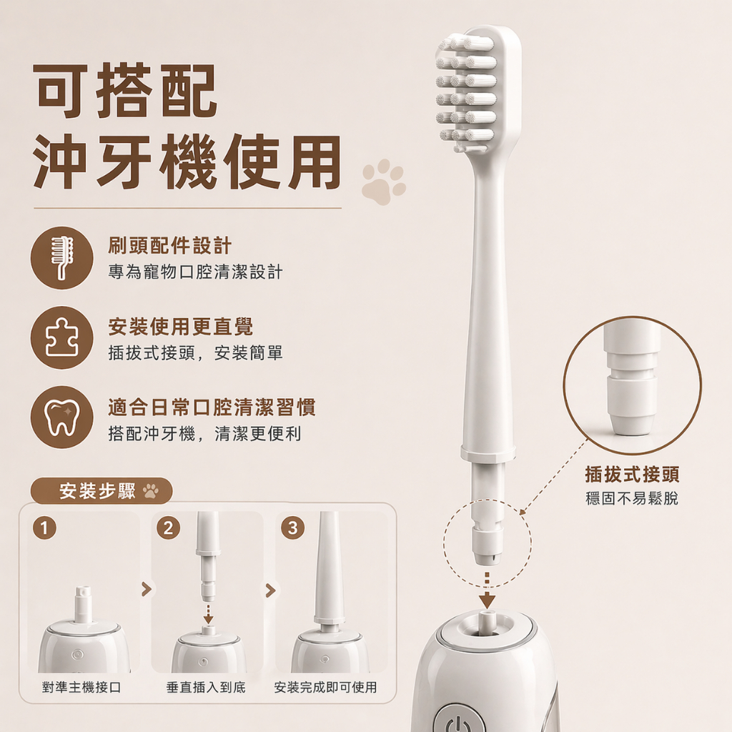 PORClean PET100寵物大刷毛雙孔水柱牙刷