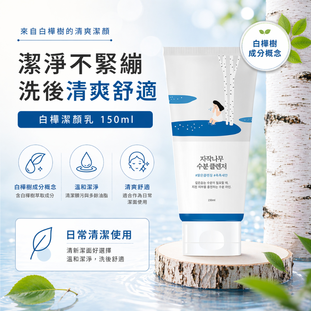 RoundLab 白樺樹保濕潔面乳 #藍150ml
