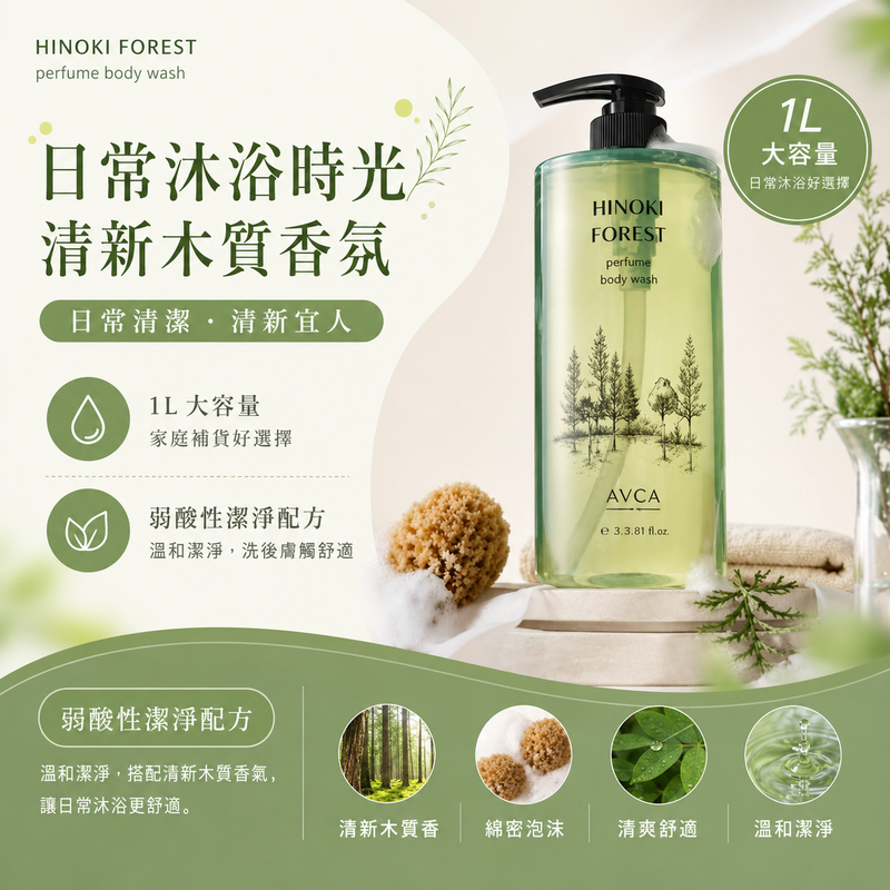AVCA 檜木森林香氛沐浴露 1L