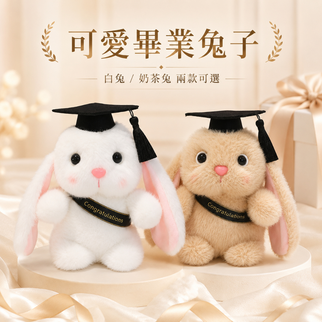 台灣現貨【可愛畢業兔子】畢業花束配件, 畢業季送禮, 謝師小禮, 同學送禮, 拍照擺飾, 花束裝飾配件, 畢業玩偶