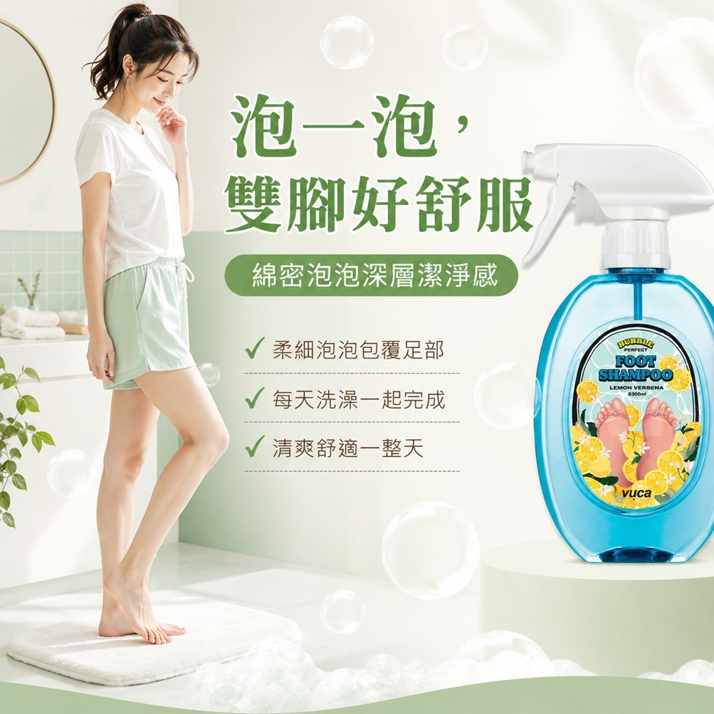 VUCA Perfect Bubble 足部清潔露 510ml 韓國製造 檸檬香氛綿密泡沫 足部清潔 去除髒污 足部護理
