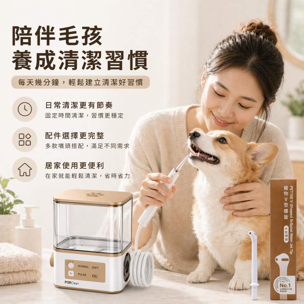 PORClean PET100 V型螺旋水柱噴頭 寵物沖牙機專用 配件 多水柱設計 口腔清潔用品