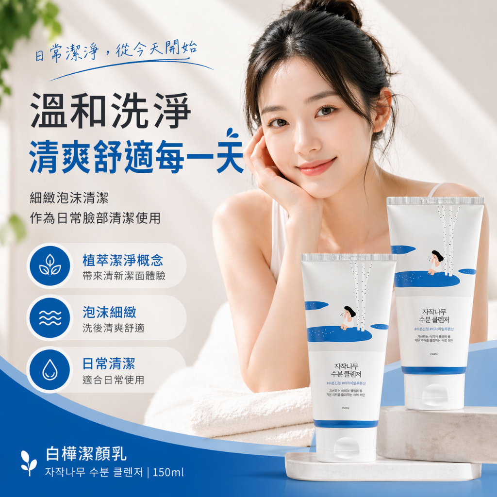 RoundLab 白樺樹保濕潔面乳 #藍150ml