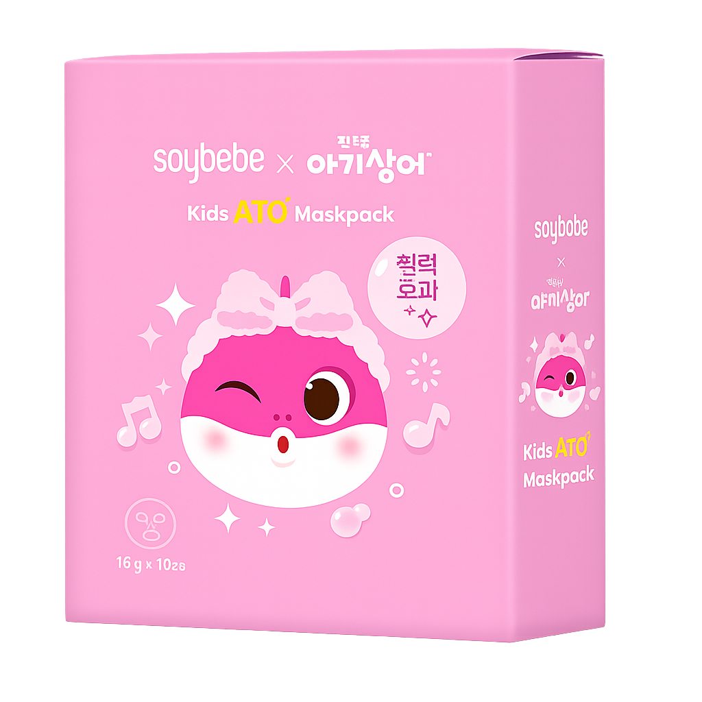Soybebe 兒童ATO保濕舒緩面膜-Pinkfong (碰碰狐) 鯊魚寶寶聯名款10片（盒）