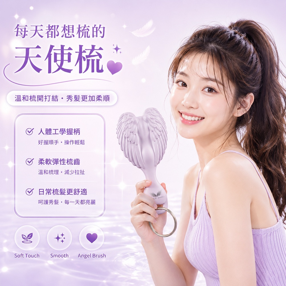 英國 Tangle Angel 天使梳 嬰兒粉彩梳 紫丁香/藍色