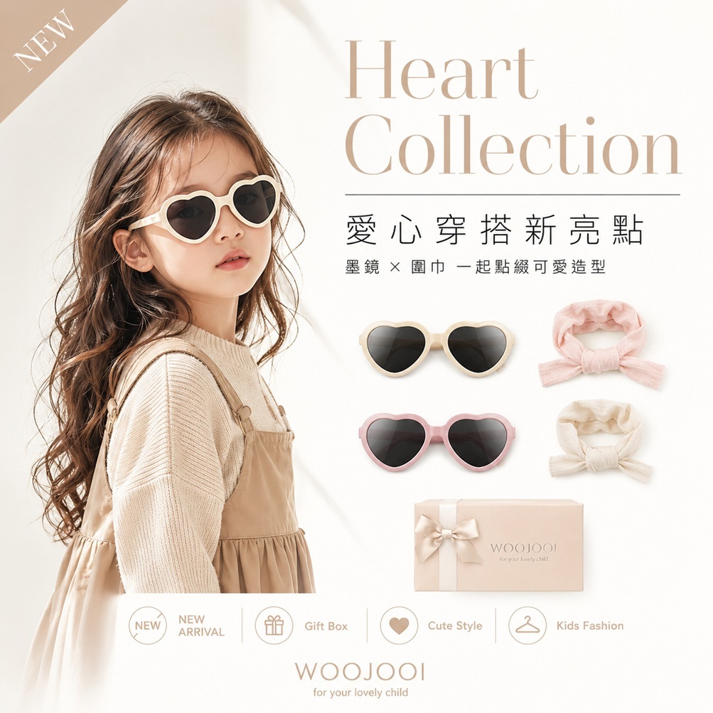 Woojooi 女童愛心太陽眼鏡圍巾禮盒