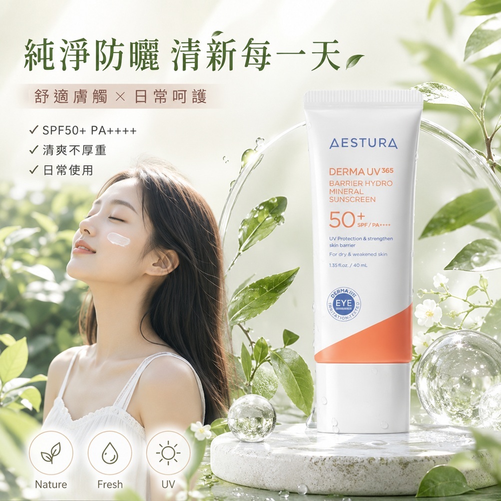 AESTURA Derma UV365水潤屏障礦物防曬乳50ml