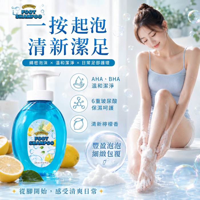 VUCA Perfect Bubble 足部清潔露 510ml 韓國製造 檸檬香氛綿密泡沫 足部清潔 去除髒污 足部護理