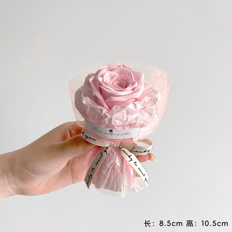 10.5cm｜永生粉玫瑰,純花束（無提袋／無燈串）
