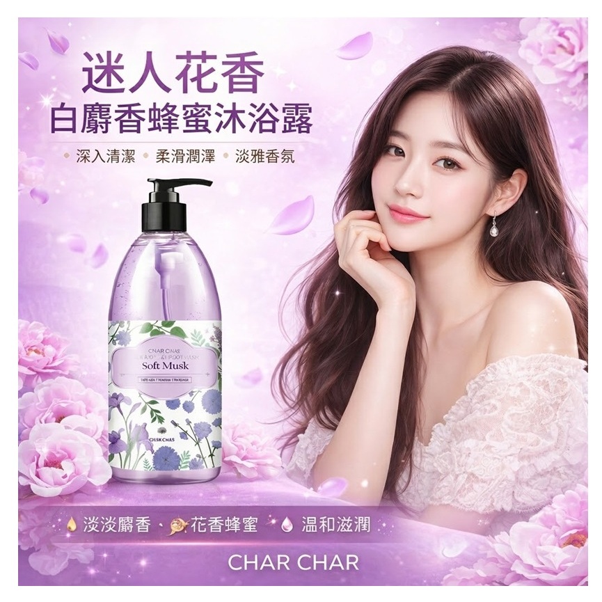 CHAR CHAR 白麝香蜂蜜沐浴露(500ml)