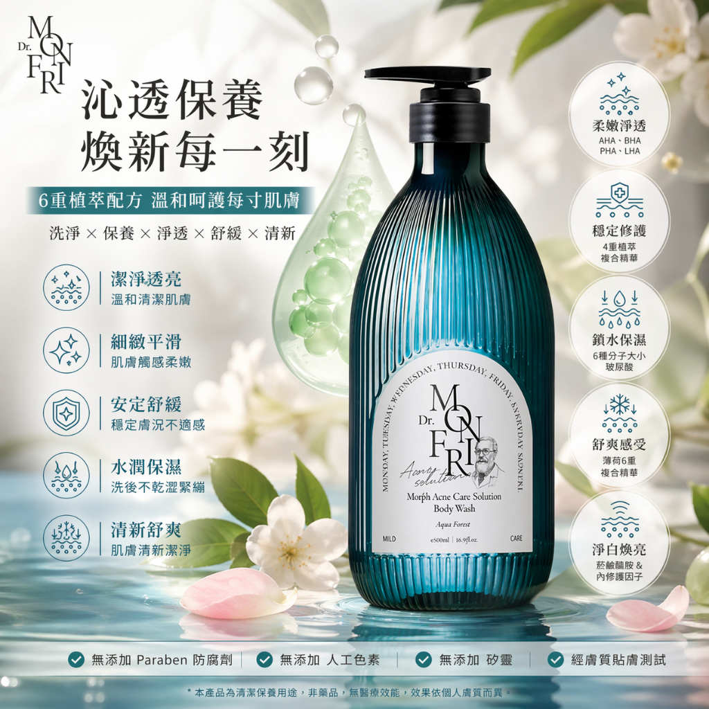 Dr.MONFRI 魔法學六重植萃沐浴乳 1059ml
