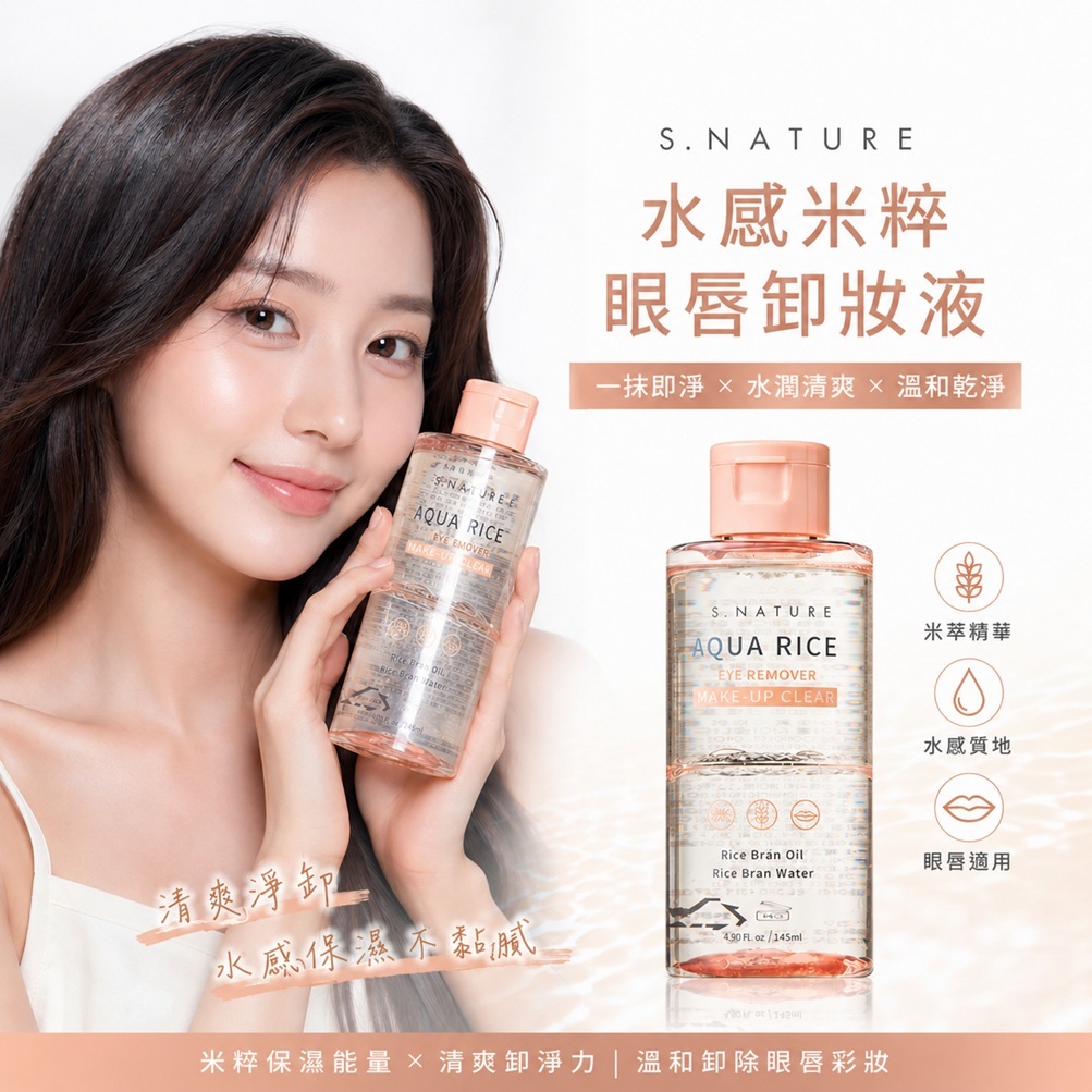 S.NATURE 水感米粹 眼唇卸妝液145ml