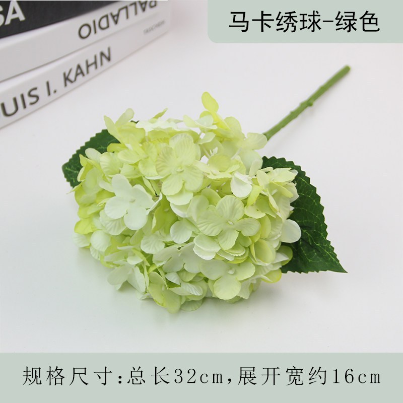 台灣現貨【馬卡繡球花材】32cm藍香檳粉紫綠多色繡球花 居家花瓶佈置 婚禮拍攝 花束搭配 桌面軟裝 質感花材
