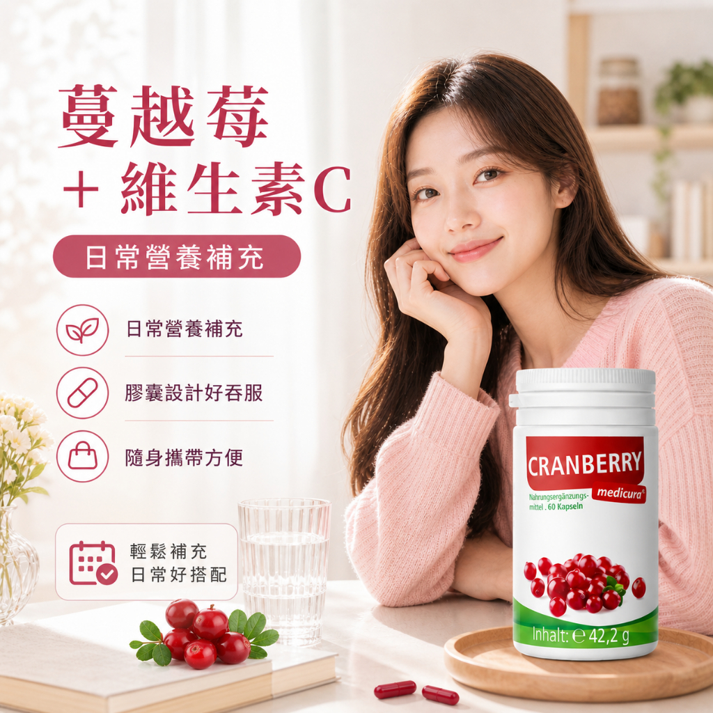德國 Medicura 蔓越莓維生素C膠囊 60粒/罐