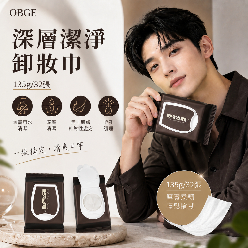 OBGE深層潔淨卸妝巾 135g/32張