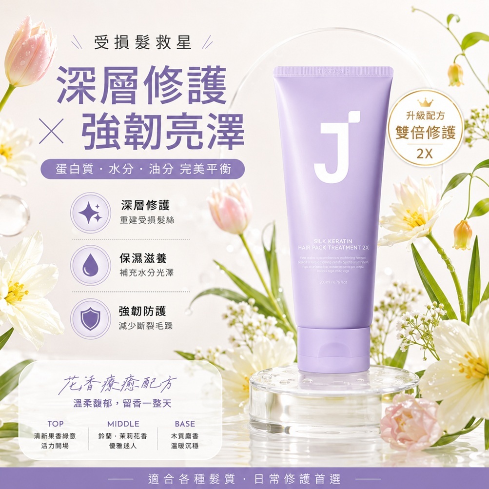 J'SOOP 蠶絲角蛋白髮膜護髮素 2X 200/500ml