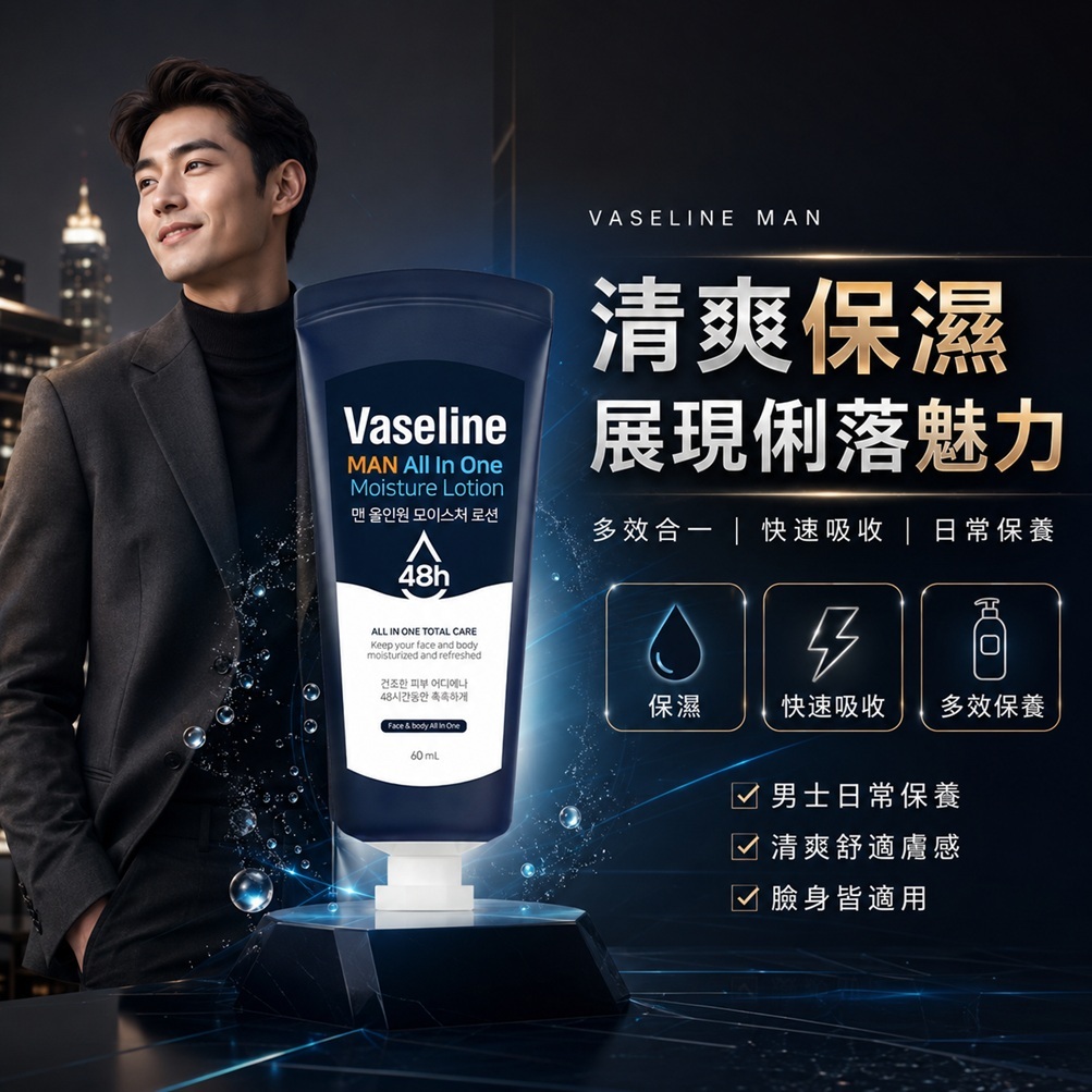 C2Y 凡士林 男士多效合一保濕乳液(60ml)