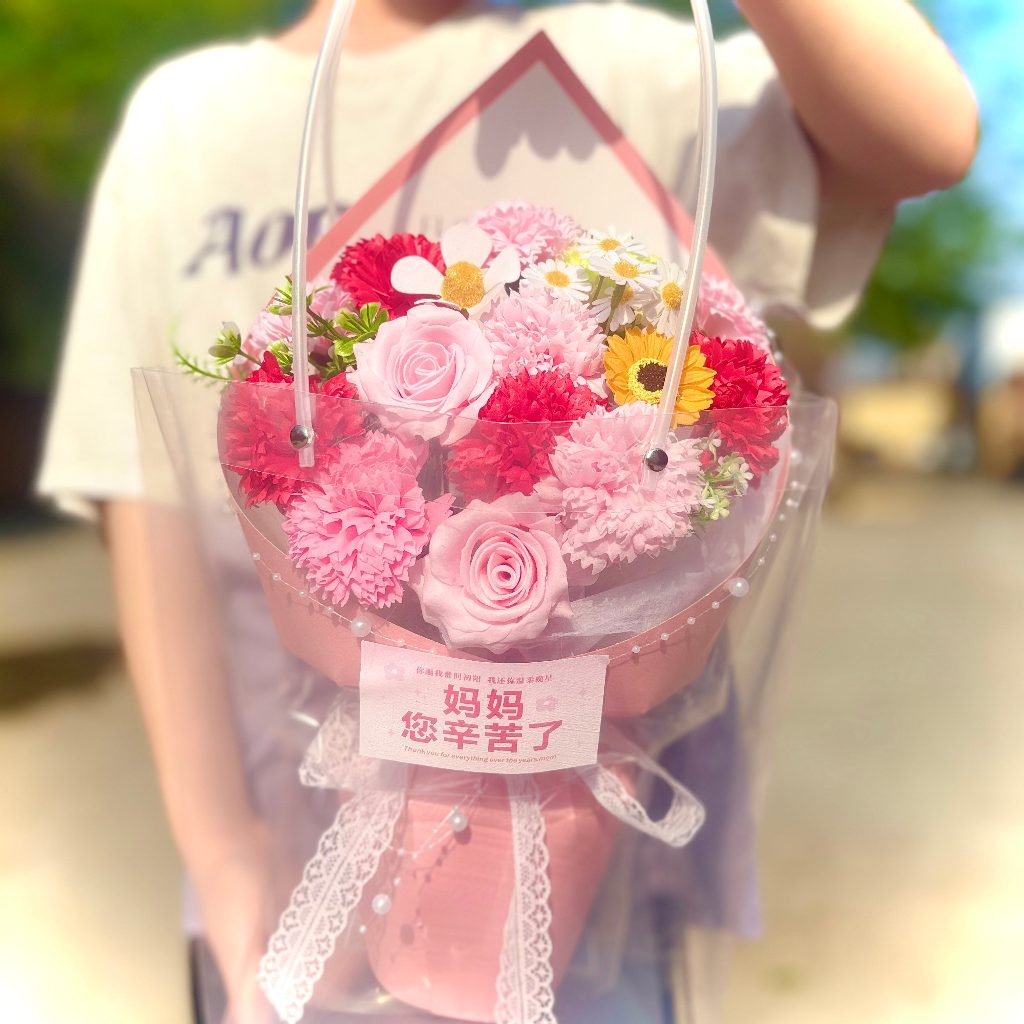 40cm康乃馨花束,純花束（無提袋／無燈串）
