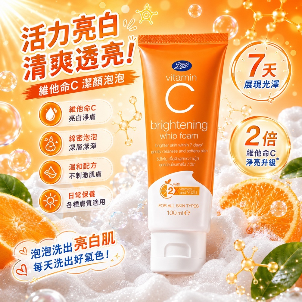 泰國 Boots 藥妝店人氣洗面乳(亮白潔顏乳 /亮白泡泡洗面乳)100ml