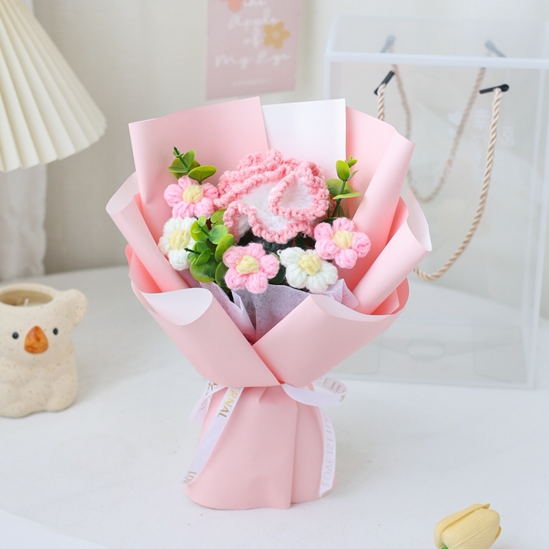 25cm康乃馨雛菊花束(粉),純花束（無提袋／無燈串）