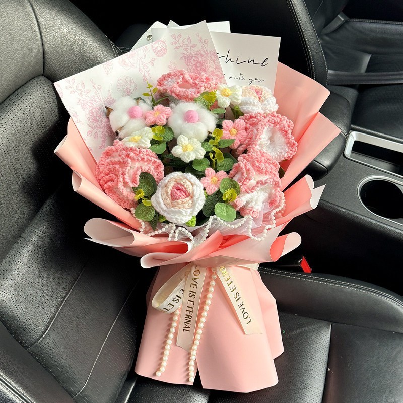 台灣現貨【康乃馨綜合花束】45cm康乃馨玫瑰雛菊母親節花束 生日禮物 櫥窗提袋燈串 溫柔花禮 拍照花束