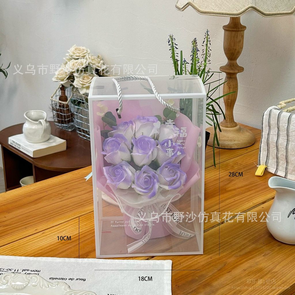 (25cm)9朵紫色玫瑰花,純花束（無提袋／無燈串）