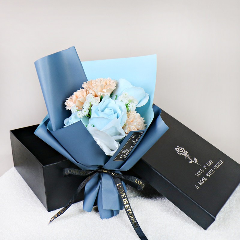 20cm6朵玫瑰花束（淺藍）,純花束（無禮盒提袋／無燈串）