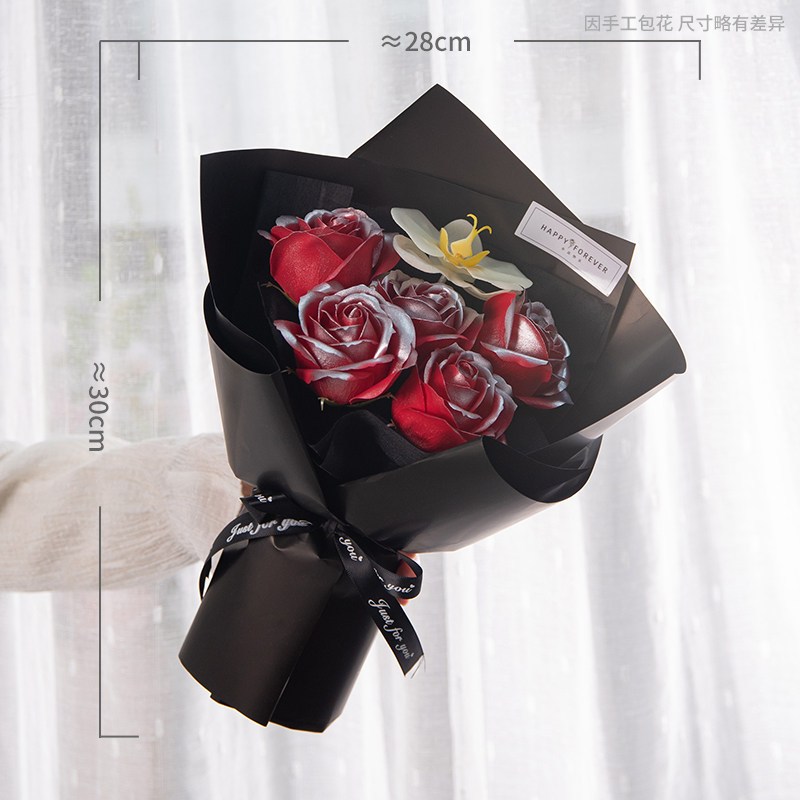 台灣現貨【5朵玫瑰花束】30cm紅玫瑰小花束 情人節禮物 生日禮物 櫥窗提袋燈串 告白驚喜 浪漫