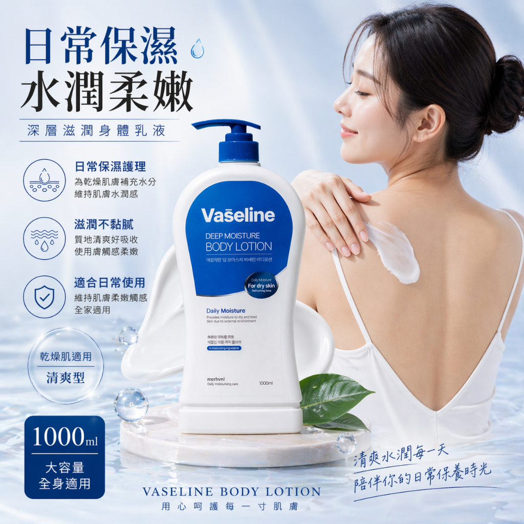 merhent Vaseline 凡士林日常保濕身體乳 1L